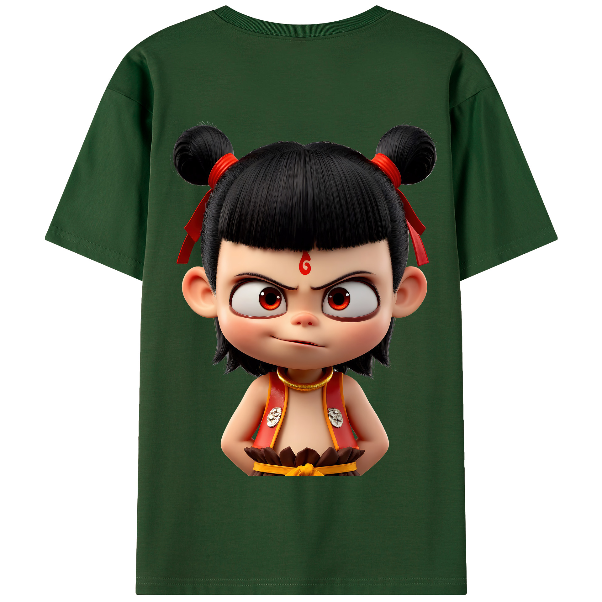（画像用） Ne Zha 2 ナタ 魔童の大暴れ 綿100％半袖Tシャツ（背面プリント）